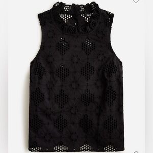 J.Crew Fleur top in eyelet Black Lace Sleeveless XXS NWT